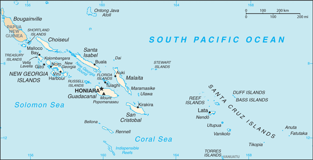 Map of The Solomon Islands